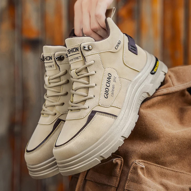 

Non-slip Platform Men's High-top Workwear Safety Shoes 2025 Autumn Trendy Casual Boots