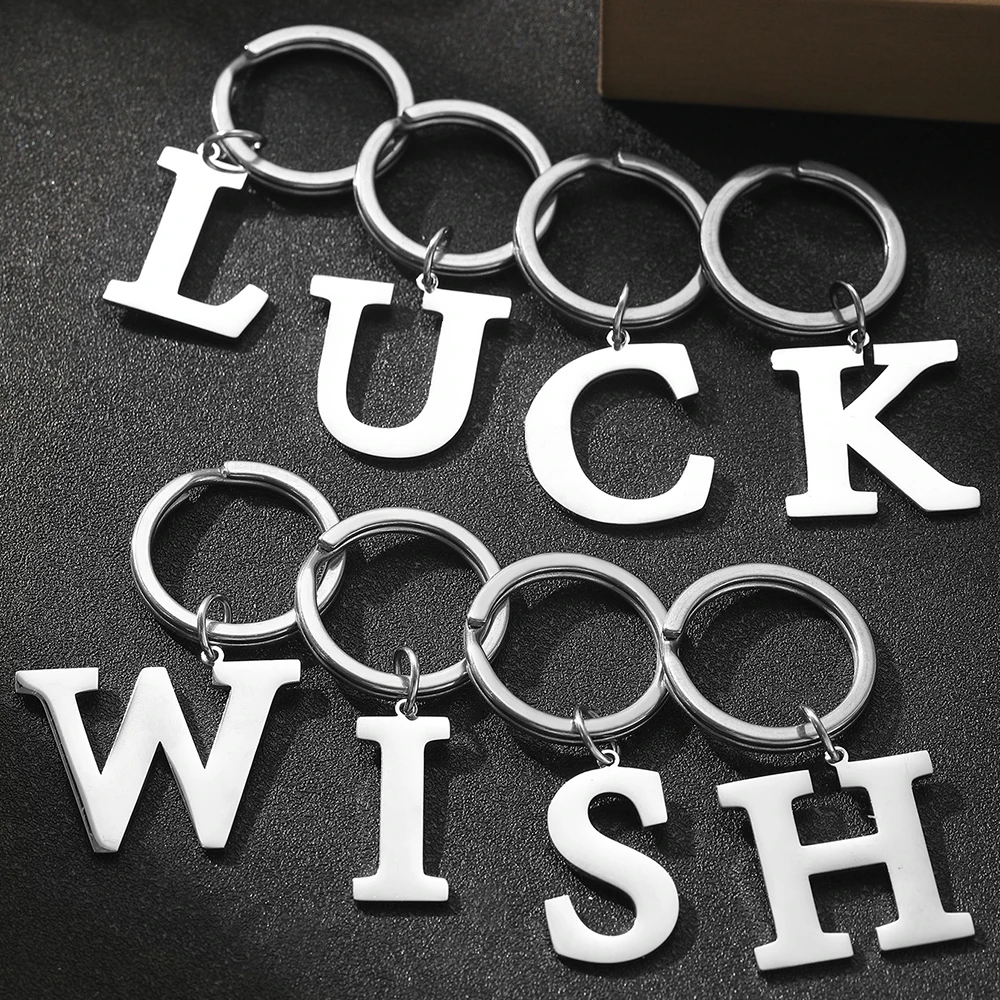 Stainless steel key chain New 26 letters Hanging design Simple key chain For Women Jewelry Stylish Sophisticated Everyday Wear