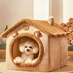 Cat Supplies Soft Cat Bed House Deep Sleep Winter House Dog Cat Enclosed Pet Tent Removable Cushion for Kittens Puppy Cama