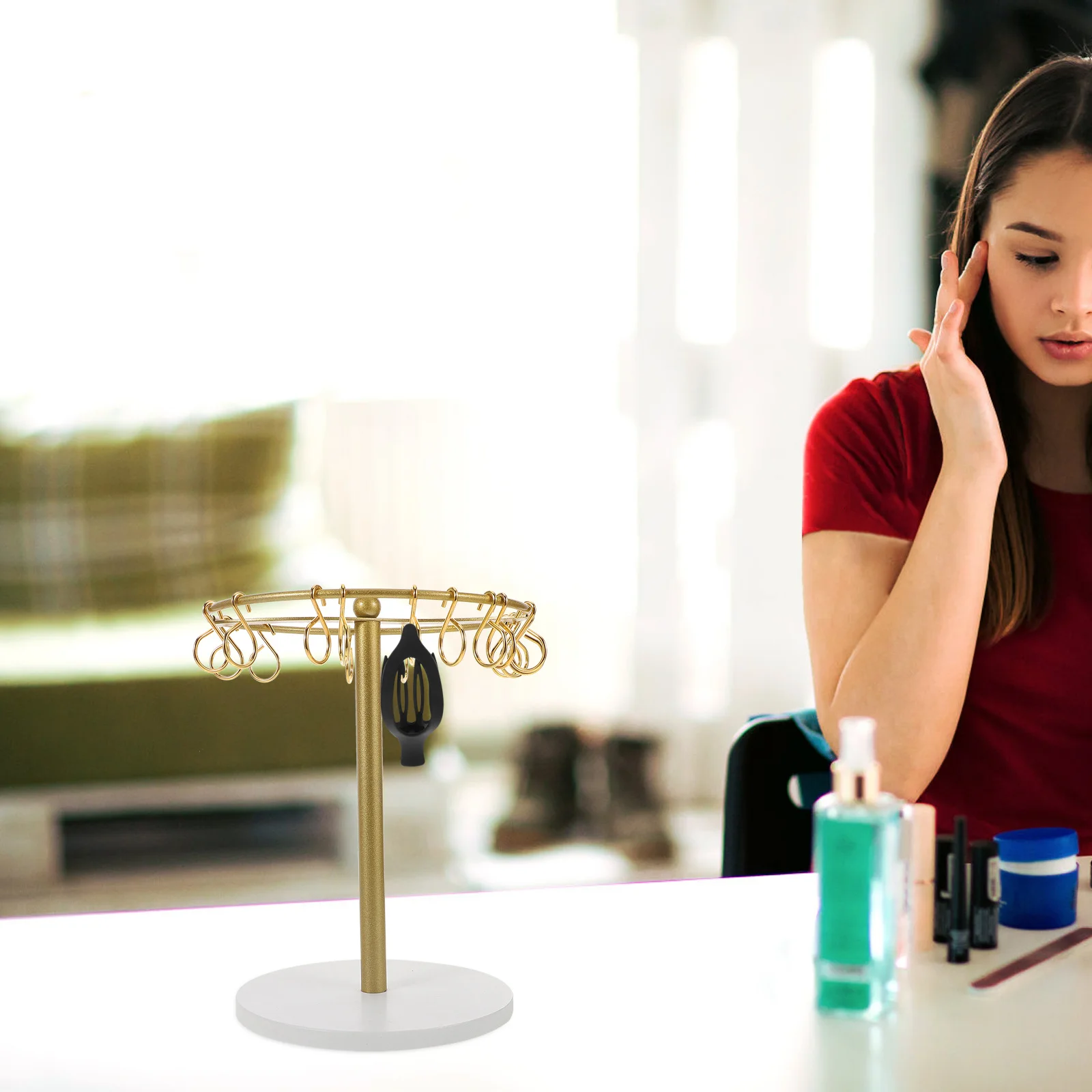 

Hair Clip Organizer Metal Claw Clip Storage Holder Desktop Stand for Hairpins Headbands Bedroom Bathroom Accessory Rack