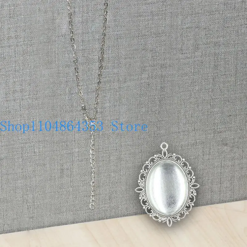 

652F 10 Set Pendant Trays & Glass Cabochons Set for DIY Crafting Photo Jewelry Making