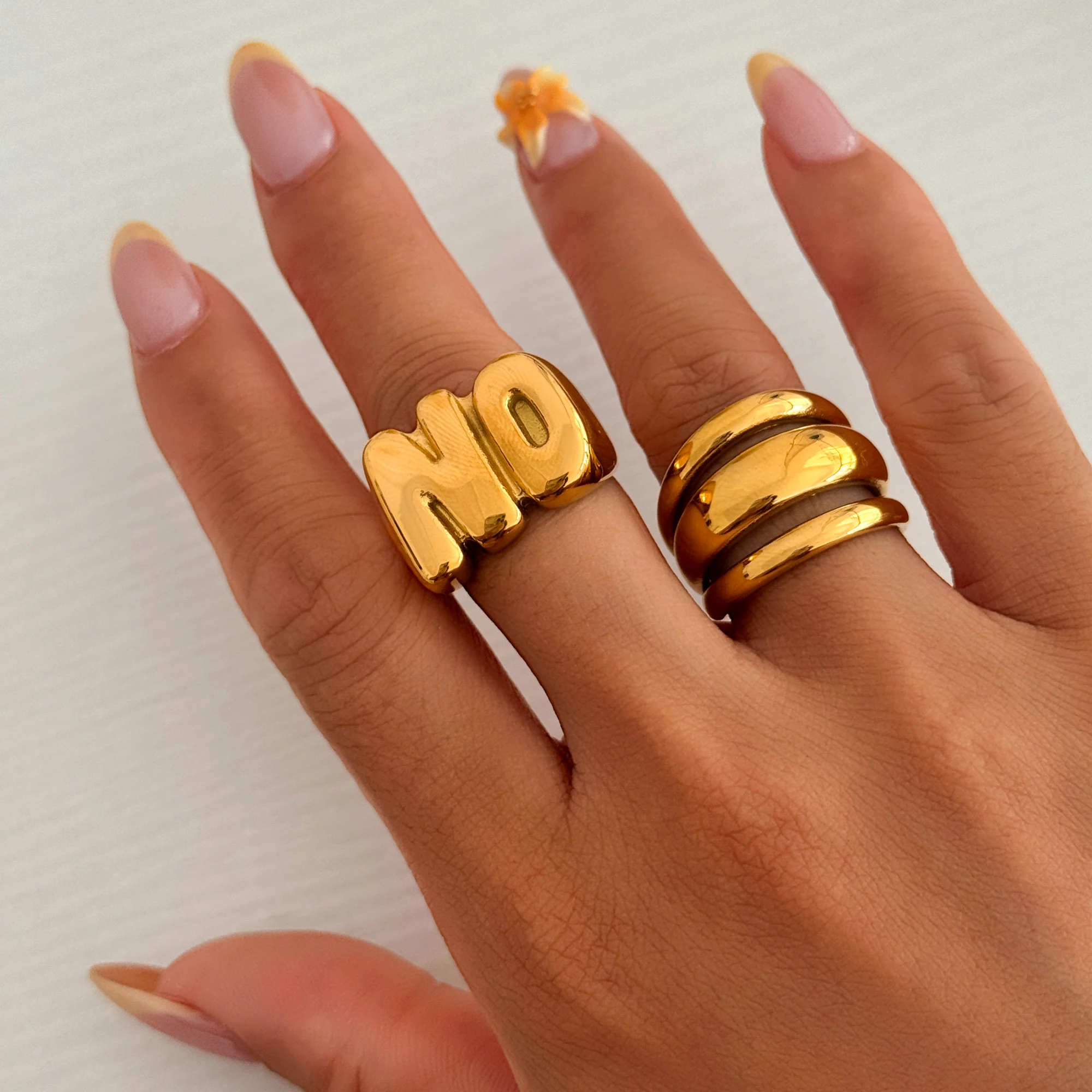 

DASEIN панк-письмо без широкого кольца для мужчин и женщин, позолоченная нержавеющая сталь 18 карат, винтажные массивные ювелирные изделия в стиле хип-хоп, аксессуары унисекс