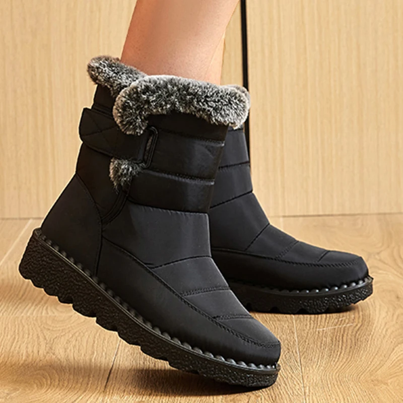 Boots Women Snow Fur Shoes For Women Platform Women\'s Boots Plush Keep Warm Ladies Shoes Flat New Botas Mujer Winter Boots