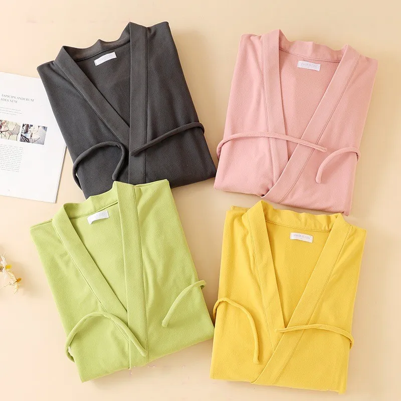 

Autumn Winter Fresh Kimono Robes Women Men Bathrobes Warm Velvet Japanese Couples Casual Nightgowns Top Quality Home Robes