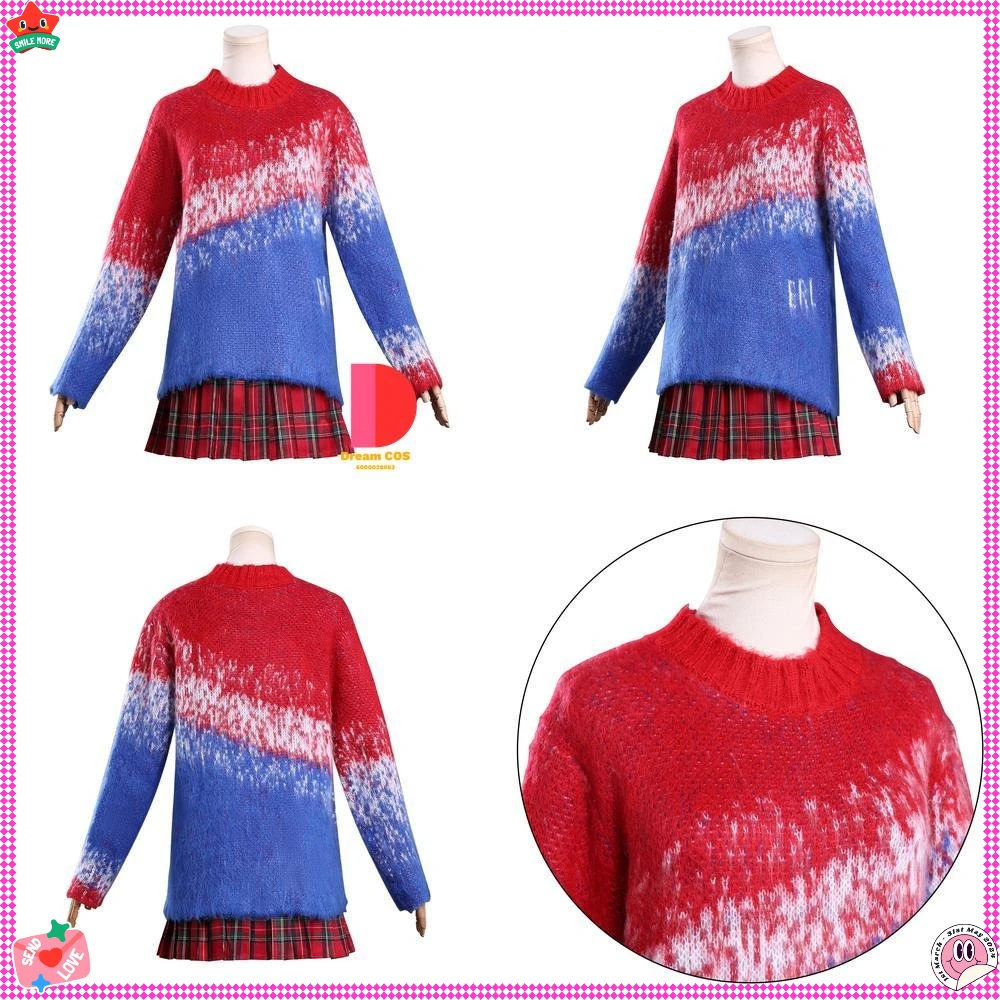 

Hot Movie and TV Character Cosplay Costume Anime Adams Fashion Gradient Sweater Skirt Set Role Play Women Comic Con Halloween