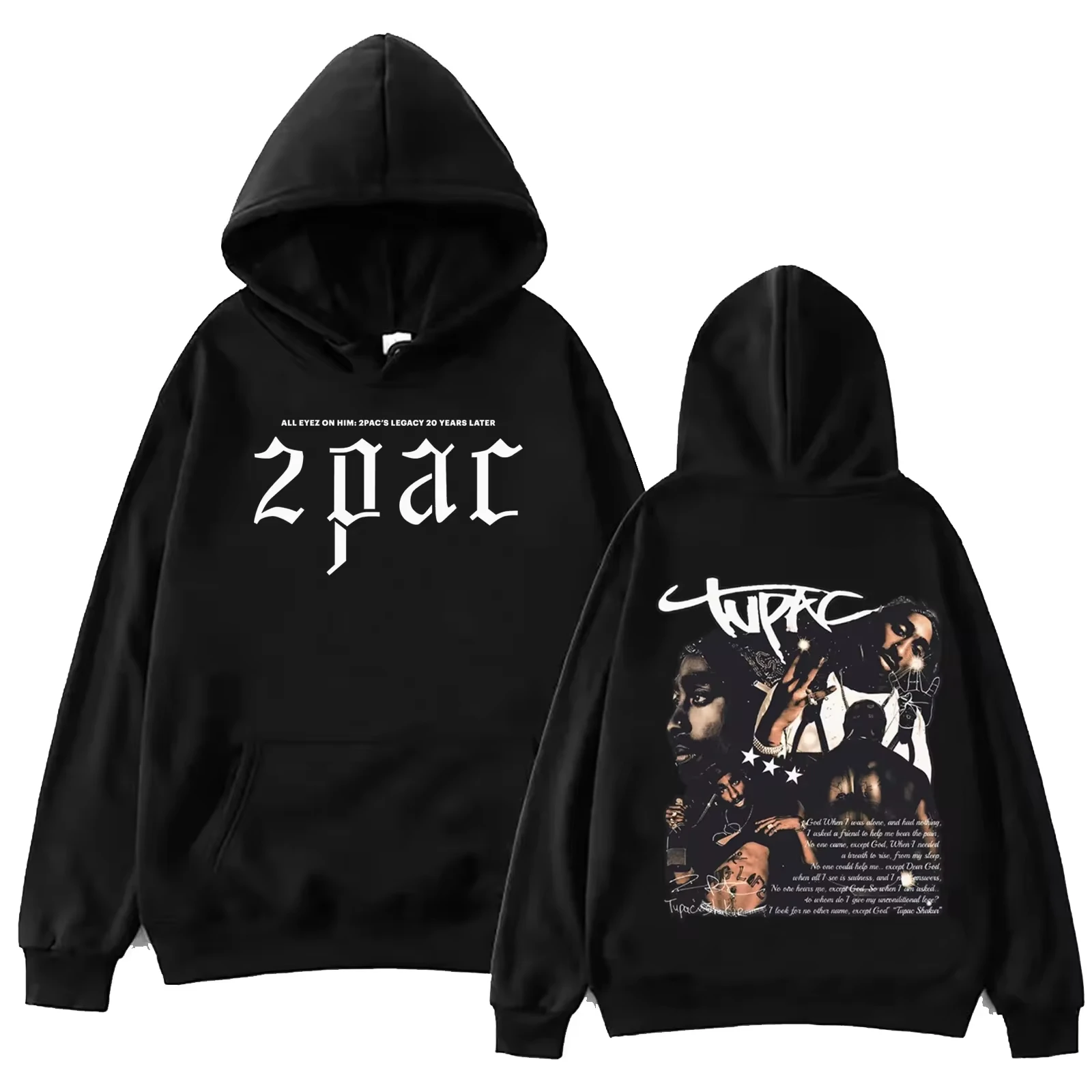 Trend Rapper Tupac 2pac Music Album Print Hoodie Men Women Fashion Hip Hop Singer Oversized Pullovers Vintage Hooded Sweatshirts