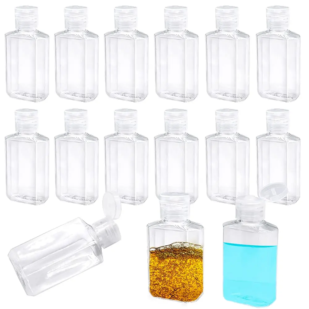 50Pcs 2Oz Plastic Refillable Bottles with Flip Cap,Clear Empty Hand Sanitizer Bottles,Portable Reusable Containers for Shampoo