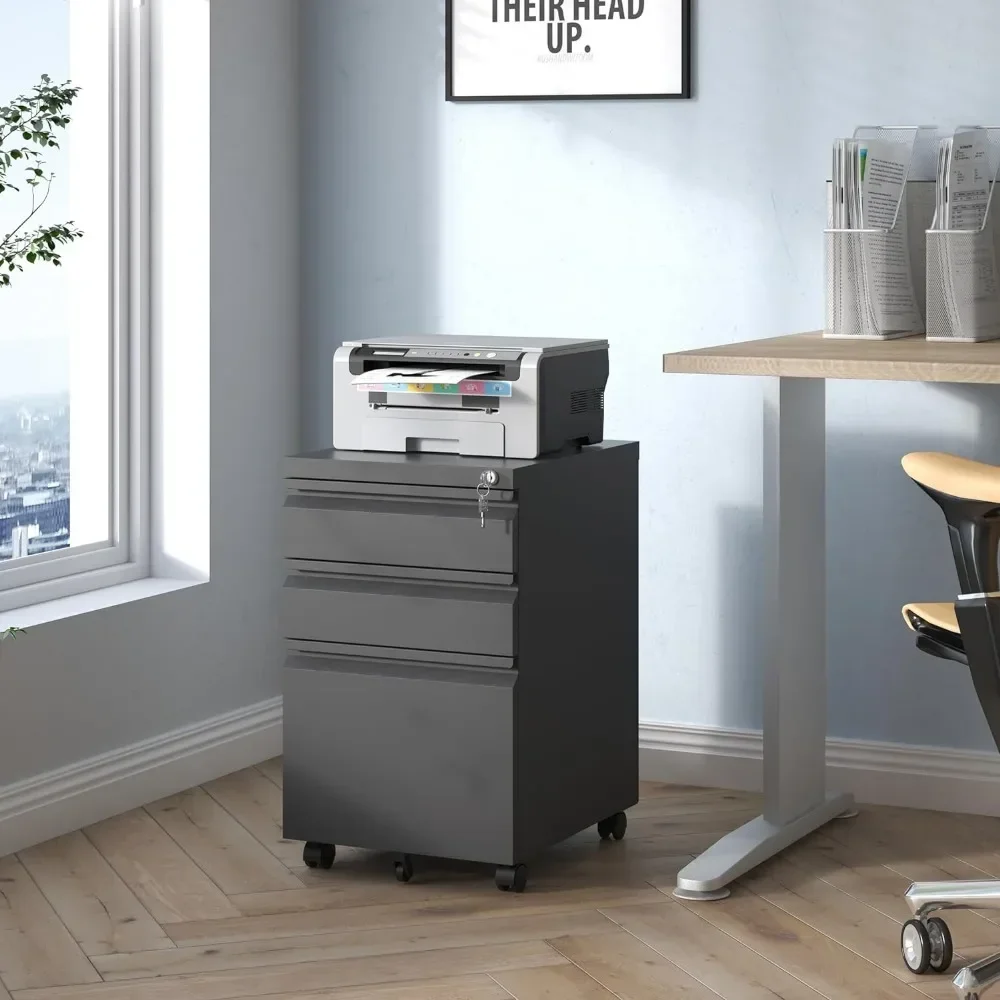 Simple 3-tier Chest Of Drawers With Wheels Mechanical Workshop Tool  Wood Prefabricated Shelf File Cabinets Office Metal Cabinet