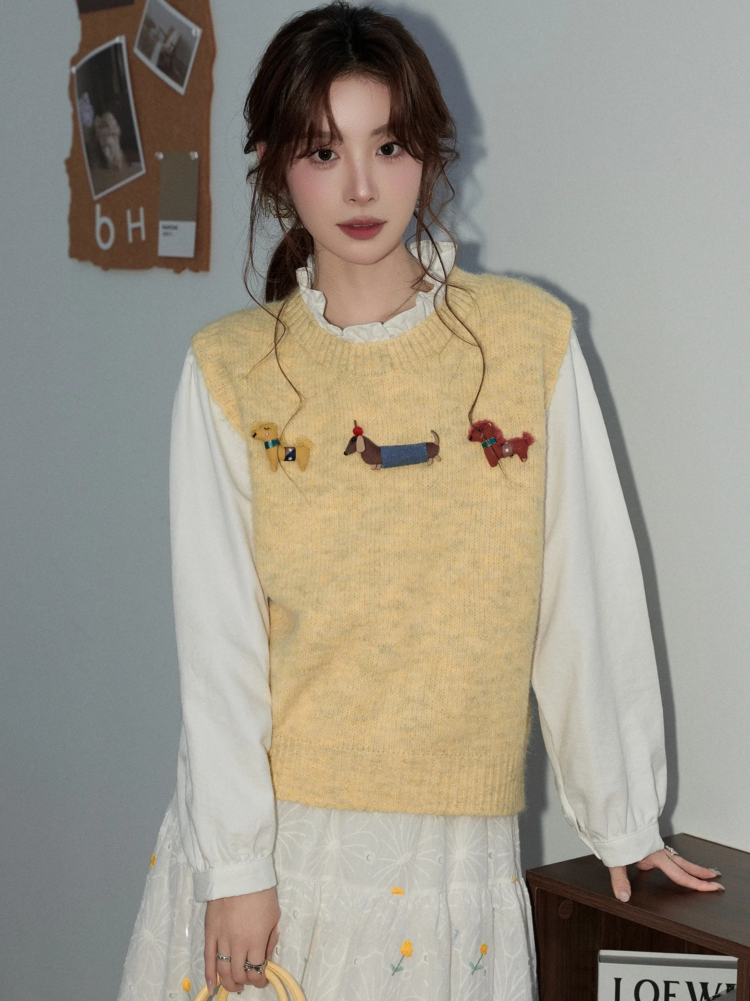 

Princ Sle Two-Piece Set Sweet Embroidery Doll Collar Women's Faion Ensemble Spring 2026 High Waist Warm Long Sve