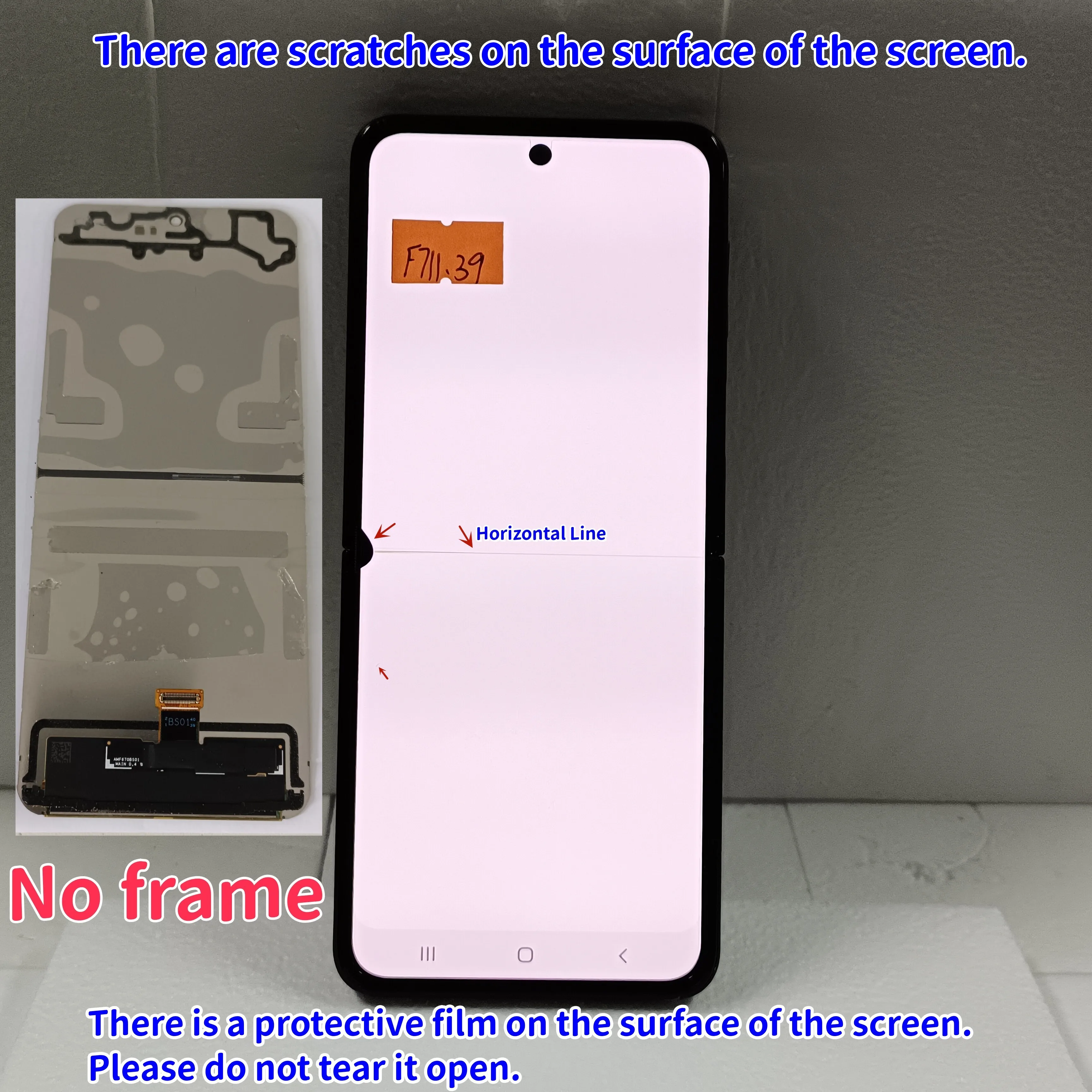 С дефектом ЖК-дисплея для Samsung Z Flip 3 5g ЖК-дисплей F711, замена сенсорного экрана в сборе для Z Flip3 5g, ЖК-дисплей F7110