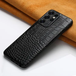 LANGSIDI Genuine Leather Phone Case for Samsung Galaxy S25 S24 S23 Ultra S22 Plus S21 S 24 25 A55 A54 5G Protector Back Cover