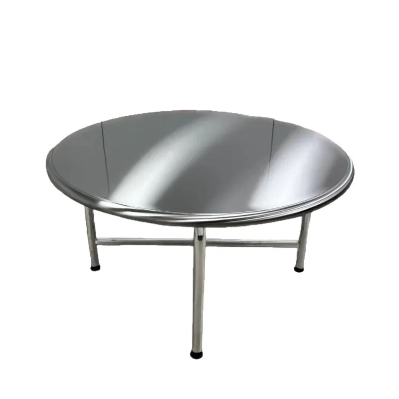 

Stainless steel folding table outdoor portable surface folding storage night market stall round camping barbecue table