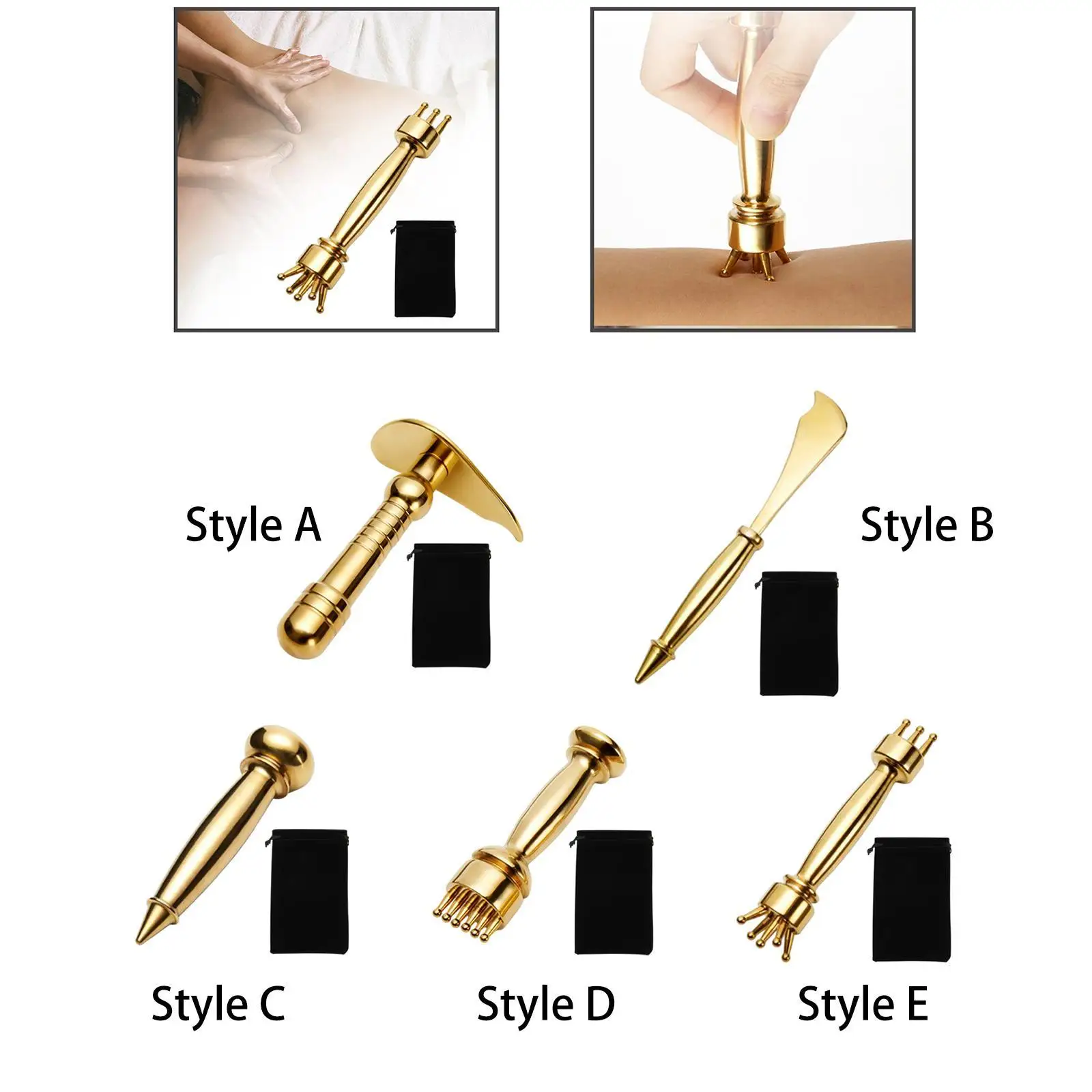 

Portable Copper Gua Sha Massage Tool Multifunctional Muscle Scraping Massager Stick for Body and Face Care