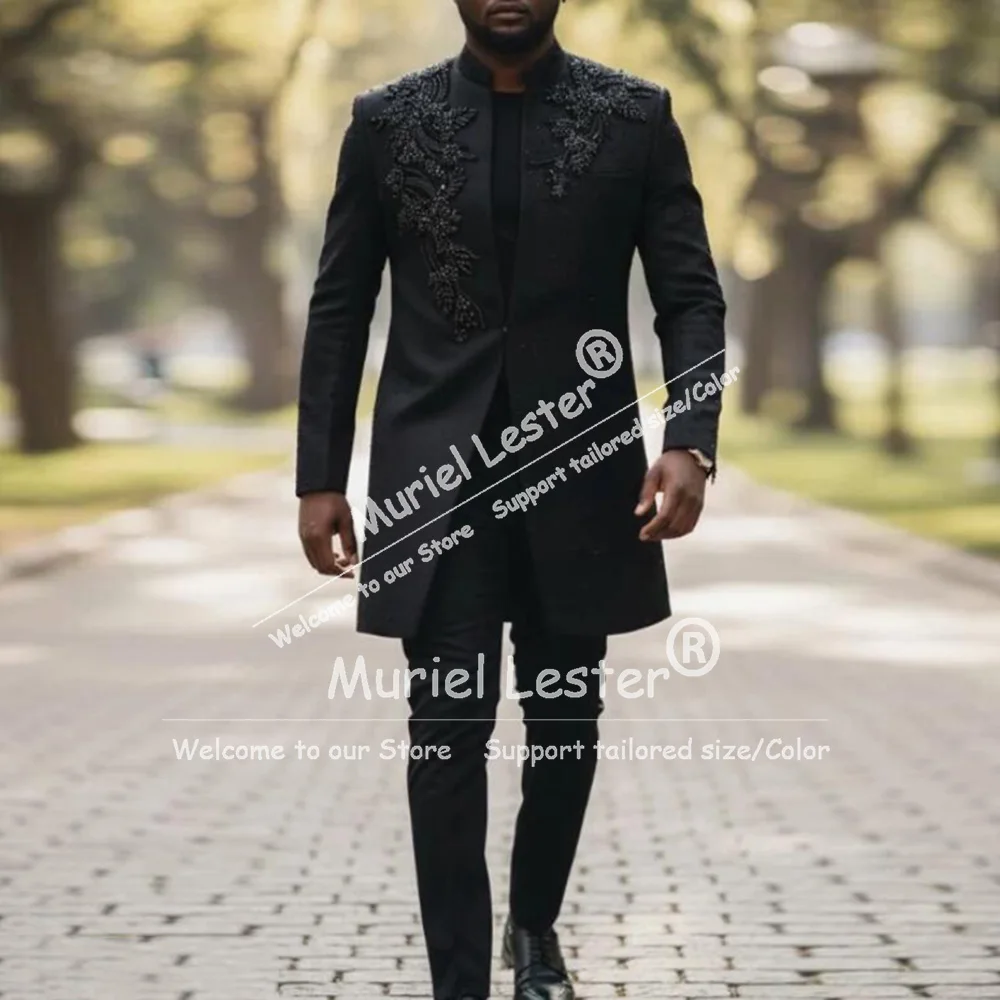 

Уникальный дизайнерский костюм для мужчин на свадьбу с бисерными аппликациями, длинные блейзеры на заказ, африканский свадебный наряд для жениха, формальная одежда, свадебные смокинги.