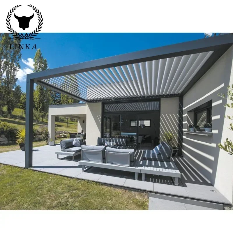 

Outdoor pavilion, Courtyard, Villa, Garden Sunshade, Modern Courtyard, Terrace, Aluminum Alloy Covers Louver Roof Pergola