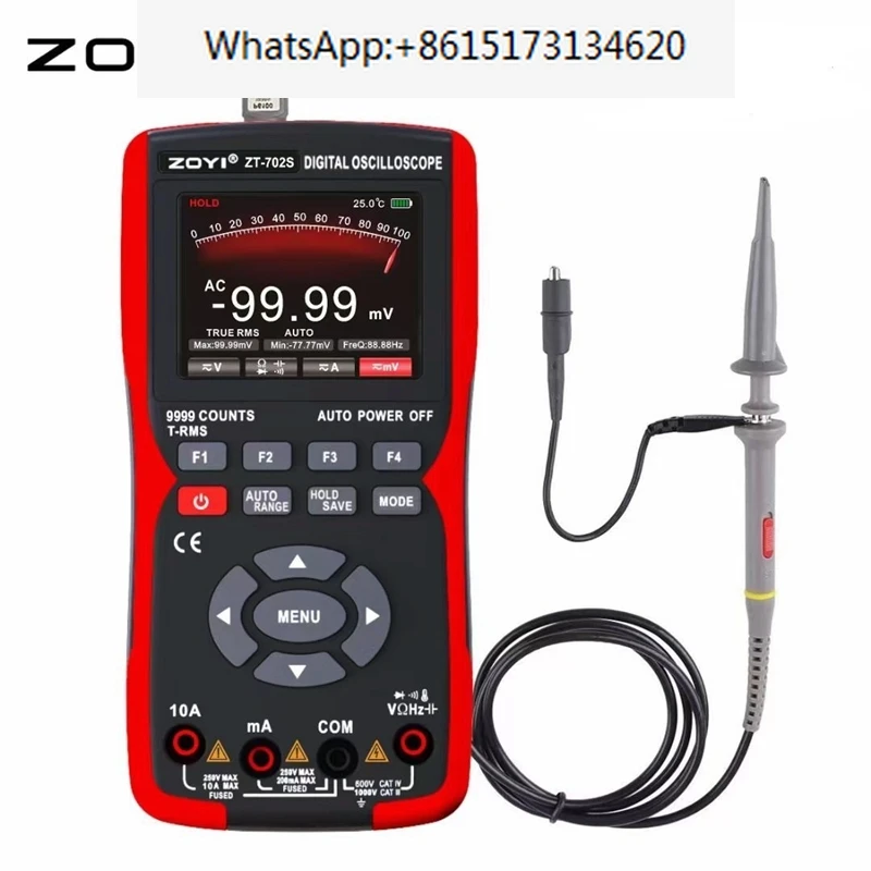 ZT702S Digital Multimeter Auto True RMS Tranistor Probe Multimetro Meter 48M/S 10MHZ PC Waveform Data Storage Oscilloscope