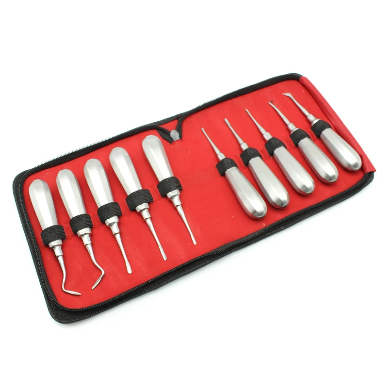 

Dental Elevator Teeth Extraction 10pcs Tooth Extracting Forceps Stainless Steel Curved Root Lift Elevator Dentist Surgical Tools