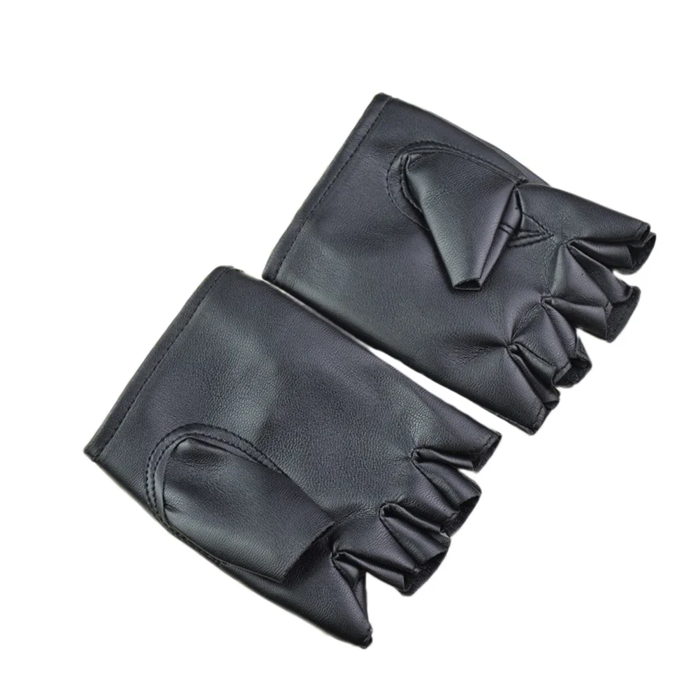 Paar heren punkstijl halfvingerhandschoenen zwart winddicht kasjmier buitensporthandschoenen voor fietsen skiën wandelen