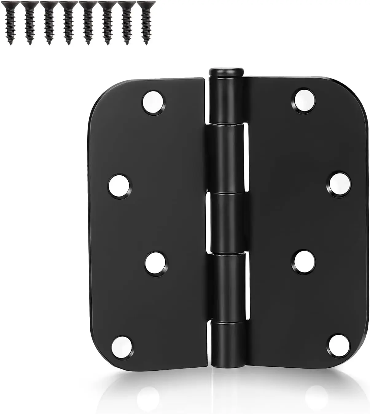 

12 Pack 4x4 Matte Black Door Hinges with 5/8 in Radius Rounded Square Corner, No Squeak for Exterior Doors