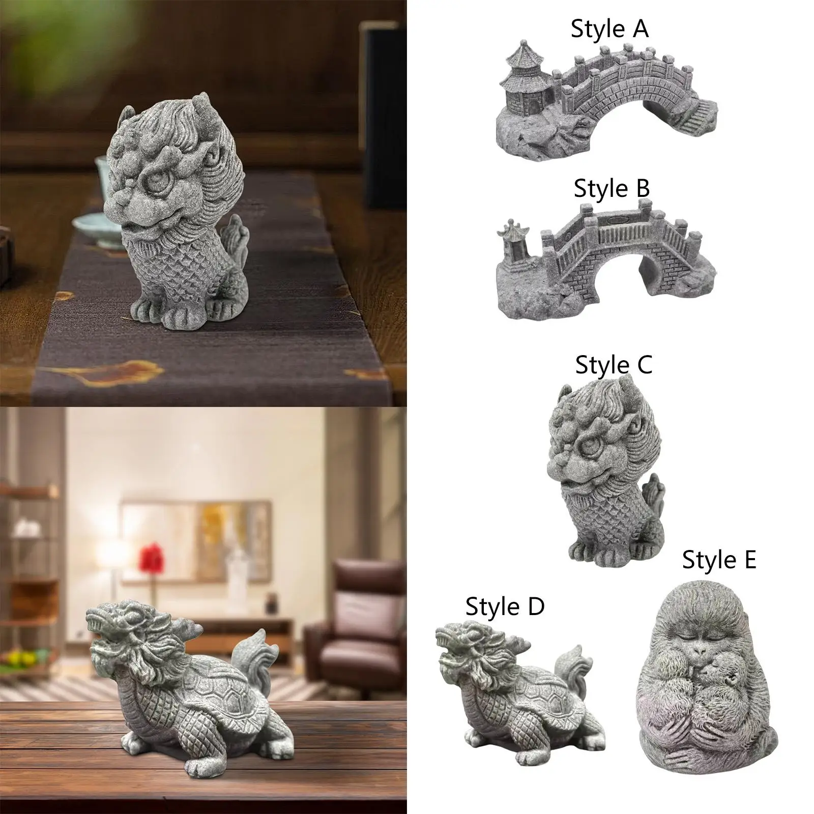 Sandstone Statue Meditating Figurines Miniature Antique Aquarium Landscaping for Desktop Car Dashboard Shop Living Room Hotel