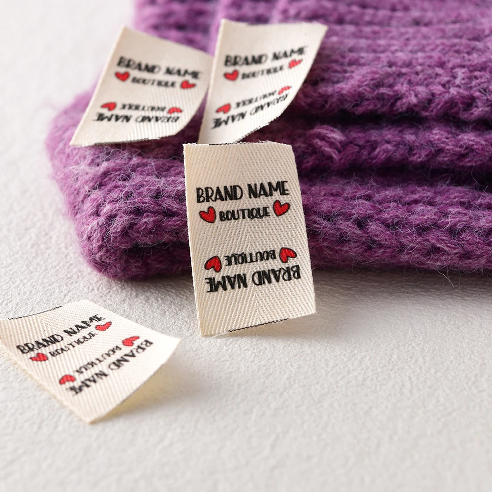 Étiquettes de couture personnalisées en coton sergé 0,98"x1,65", étiquettes avec texte et logo personnalisés, décoration pour vêtements et artisanat DIY pour les amateurs de couture