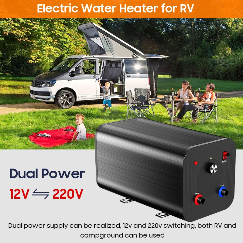 Calentador de Agua Eléctrico de 15L, 20L, 30L, 12V/220V CC, para Autocaravanas, Barcos, Duchas, Almacenamiento, Calentadores de Agua para RV
