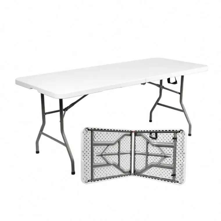 

Patio Party Banque Rectangle Garden White Portable Waterproof Hdpe Wedding 6ft Foldable Camping Folding Plastic Table