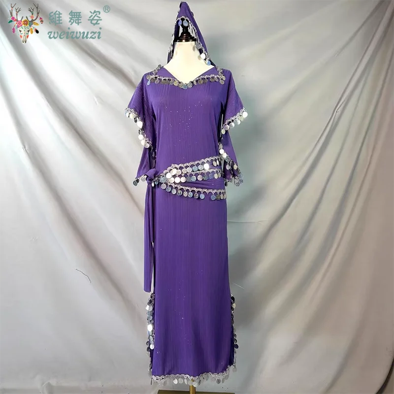 زي أداء الرقص الشرقي رداء ترتر + عقال + وشاح الورك 3 قطعة ملابس مسابقة الرقص الشرقي للبالغين والأطفال