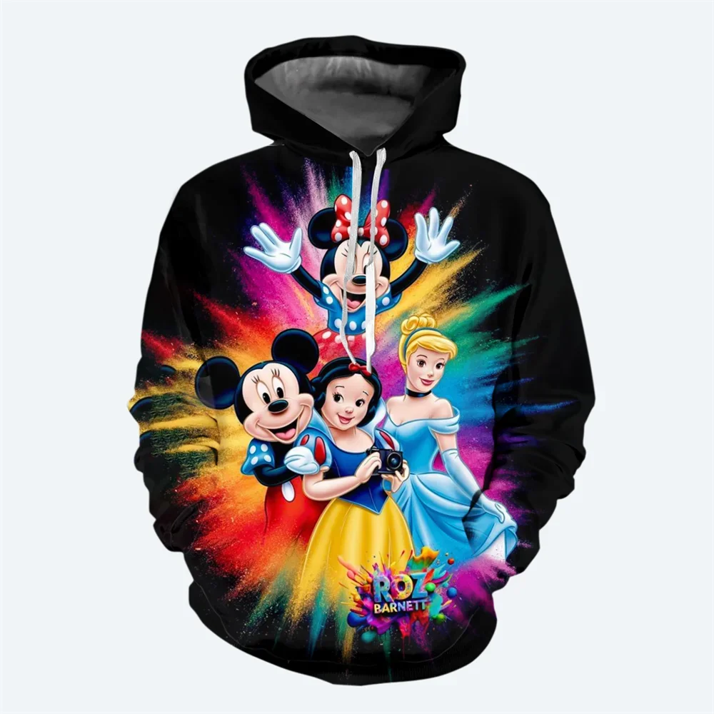 2025 Sudadera con capucha para hombre de dibujos animados de Disney de otoño e invierno con estampado 3D de Mickey Minnie