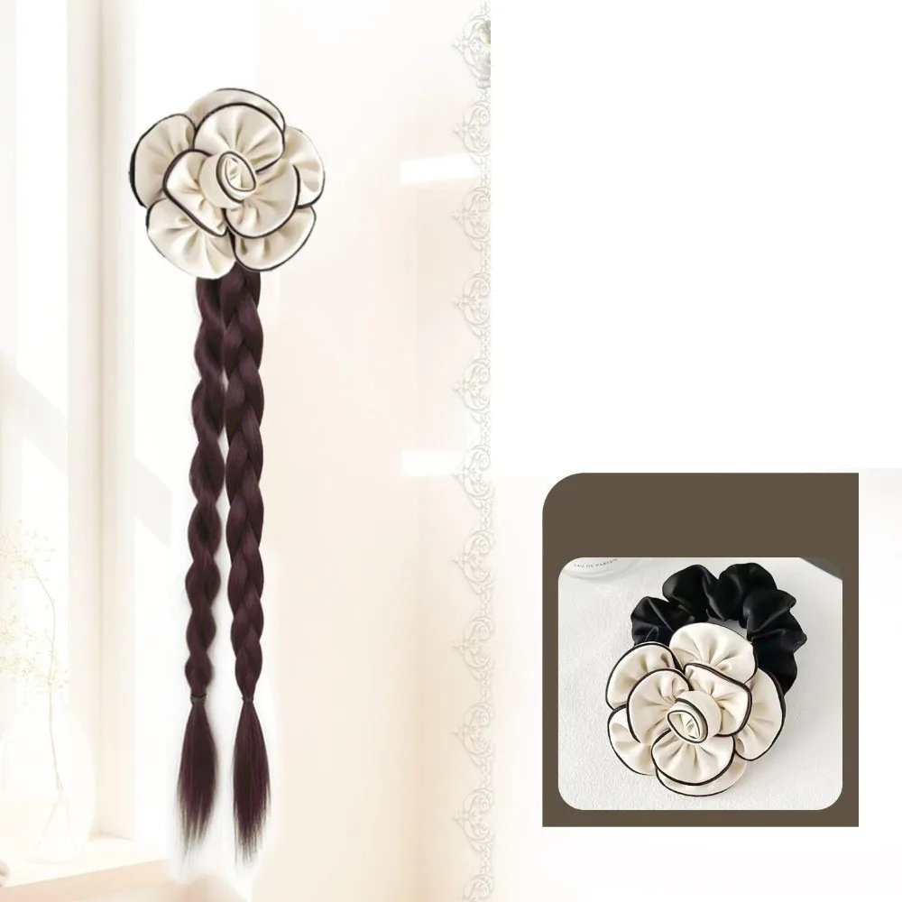 40 centimetri Stile Cinese Sintetico Torsione Trecce Low-tie Sfera Testa Estensione Dei Capelli Coda di Cavallo Parrucca Simulazione Camelia Parrucca