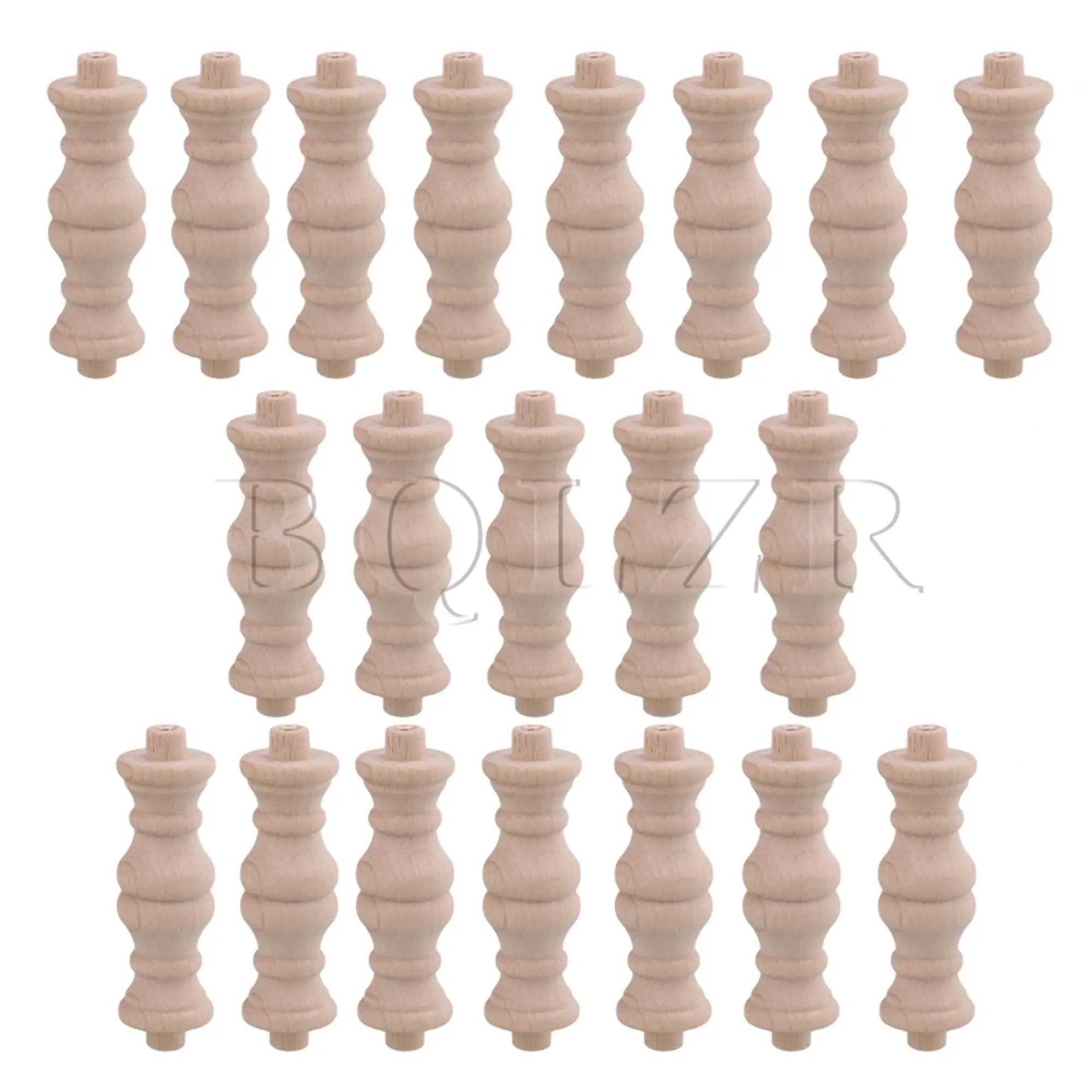 20pcs 6x1.8cm Solid Wooden Emboss Process Craft Spindles Pillar for Kitchen