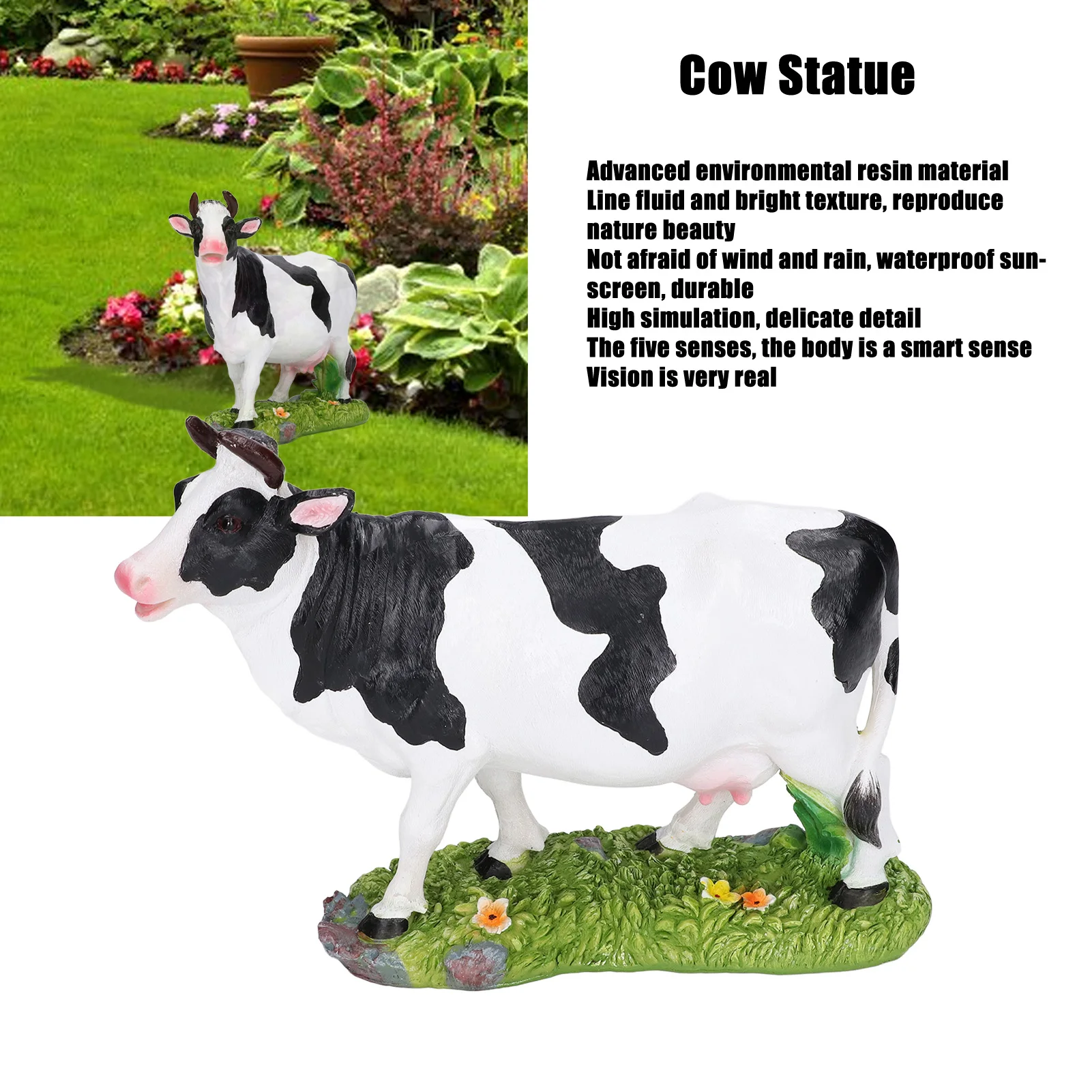 

Animals Figures Statue Resin Miniature Cow Figurines For Desktop Garden Decoration