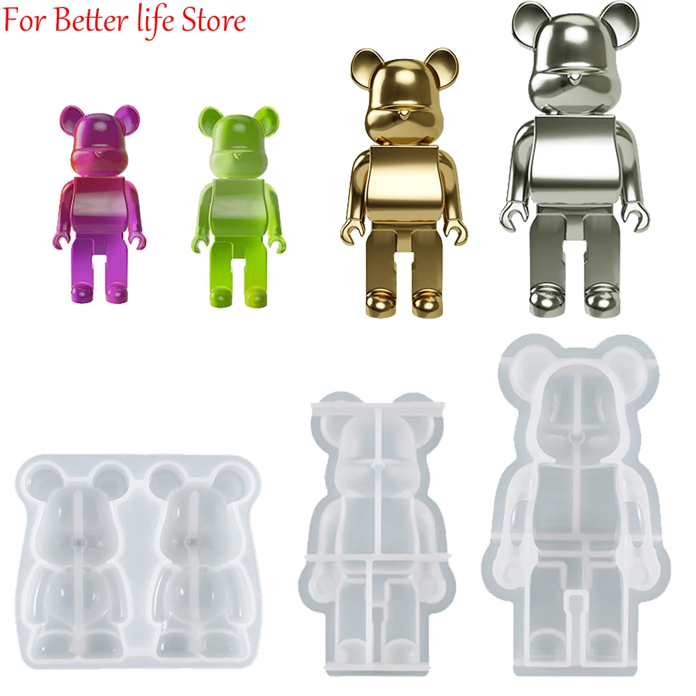 Cute Bear Candle Silicone Mold DIY Cartoon Bear UV Epoxy Resin Craft Jewlery Necklace Gypsum Candle molds for Candle Making