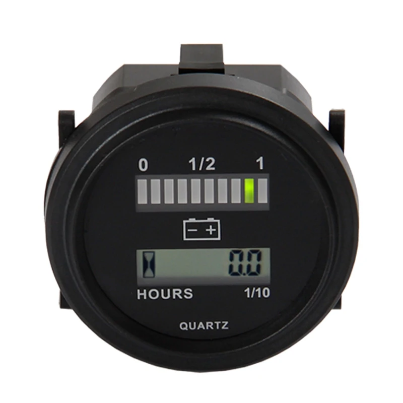 LED with Hour Meter Round Battery Indicator Meter Gauge 12/24V 36V 48V 72V for Boat Golf Cart Yamaha Club Cart Forklift