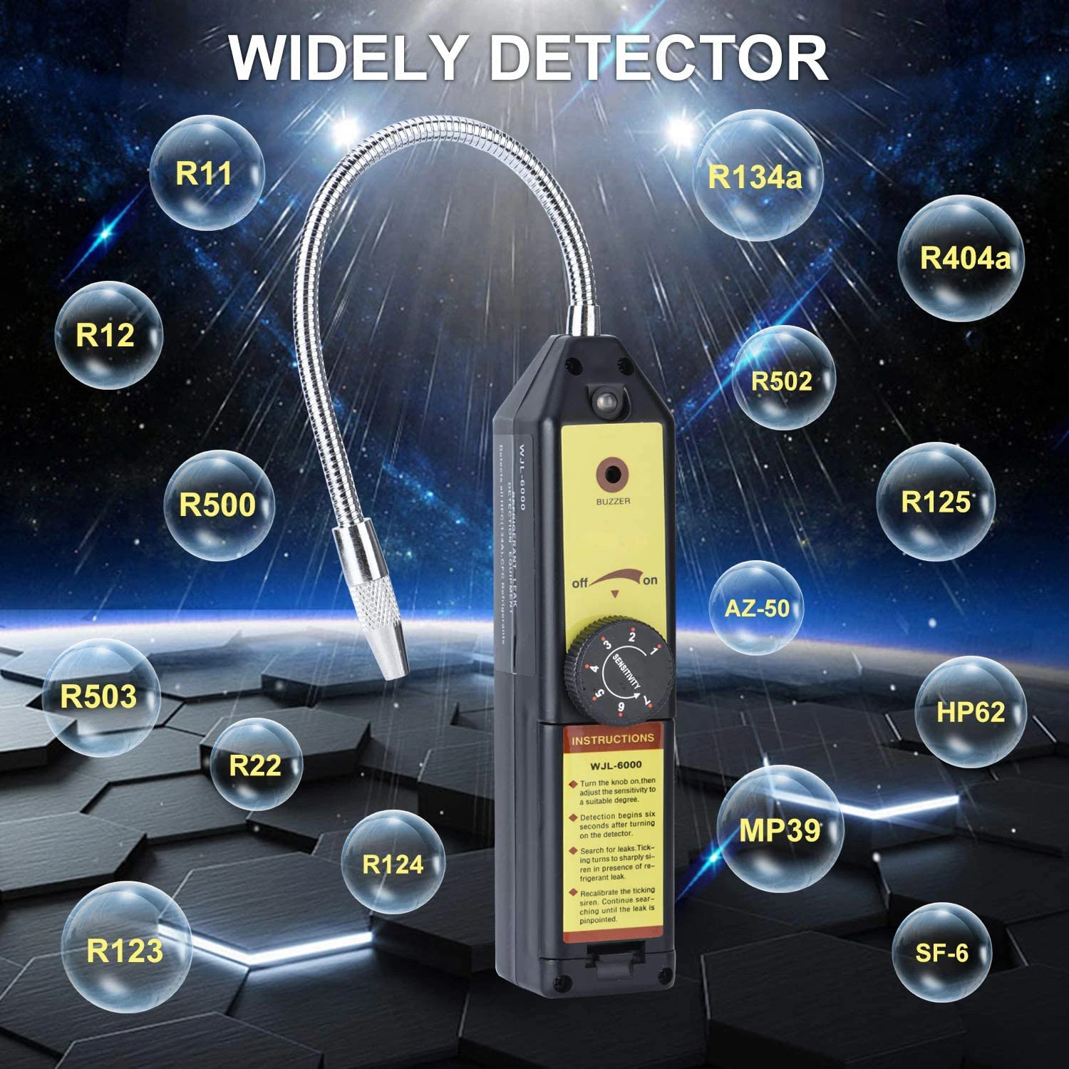 Freon Leak Detector Refrigerant Halogen Leak Detector Portable R134a R410a R22a R600a R290 CFCs HCFCs HFCs Tester Tool