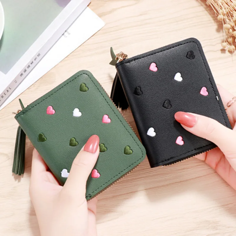 

2024 New Wallet Women Ladies Mini Tassel Wallets Cute Short Zipper Lovely Pu Leather Coin Purse Female Hand Wallet Cartera