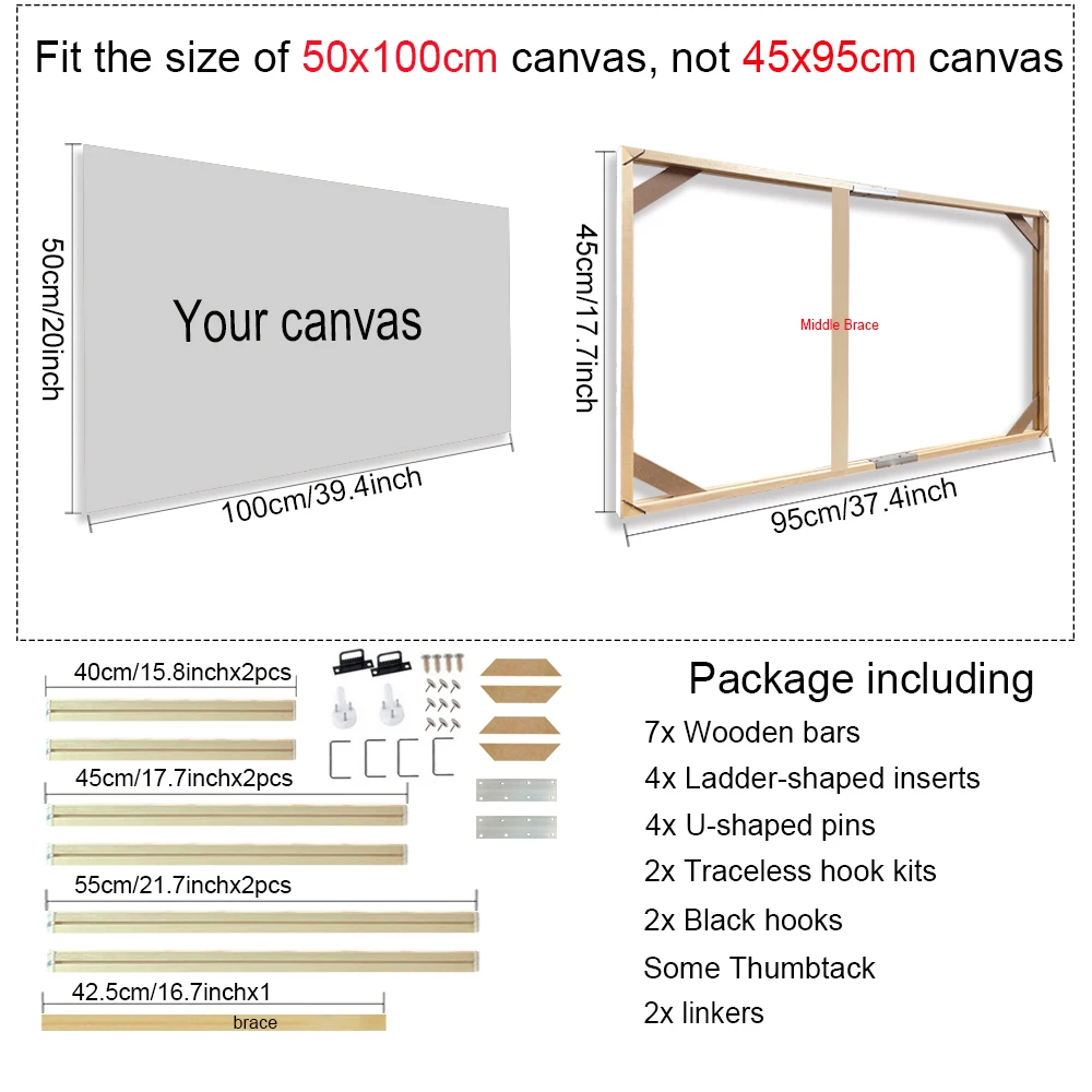 40x60 50x70 40x50cm canvas frame houten frames houten foto olieverf canvas diamant schilderij frames canvas houten muur frame - afbeelding 1