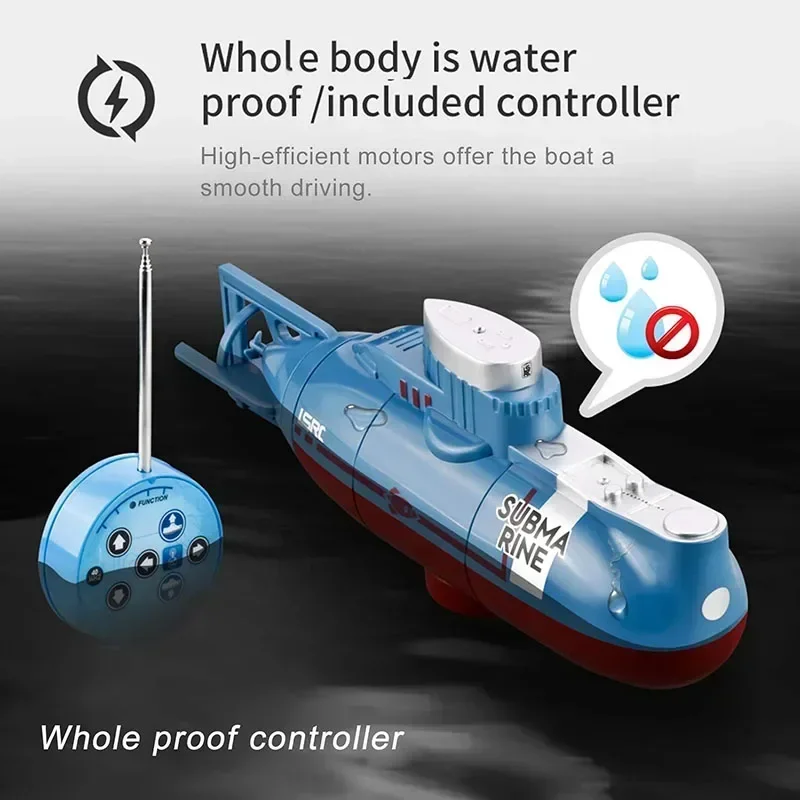 High Speed Mini RC Submarine 0.1m/s Speed Remote Control Boat Waterproof Diving Toy Simulation Model for Kids