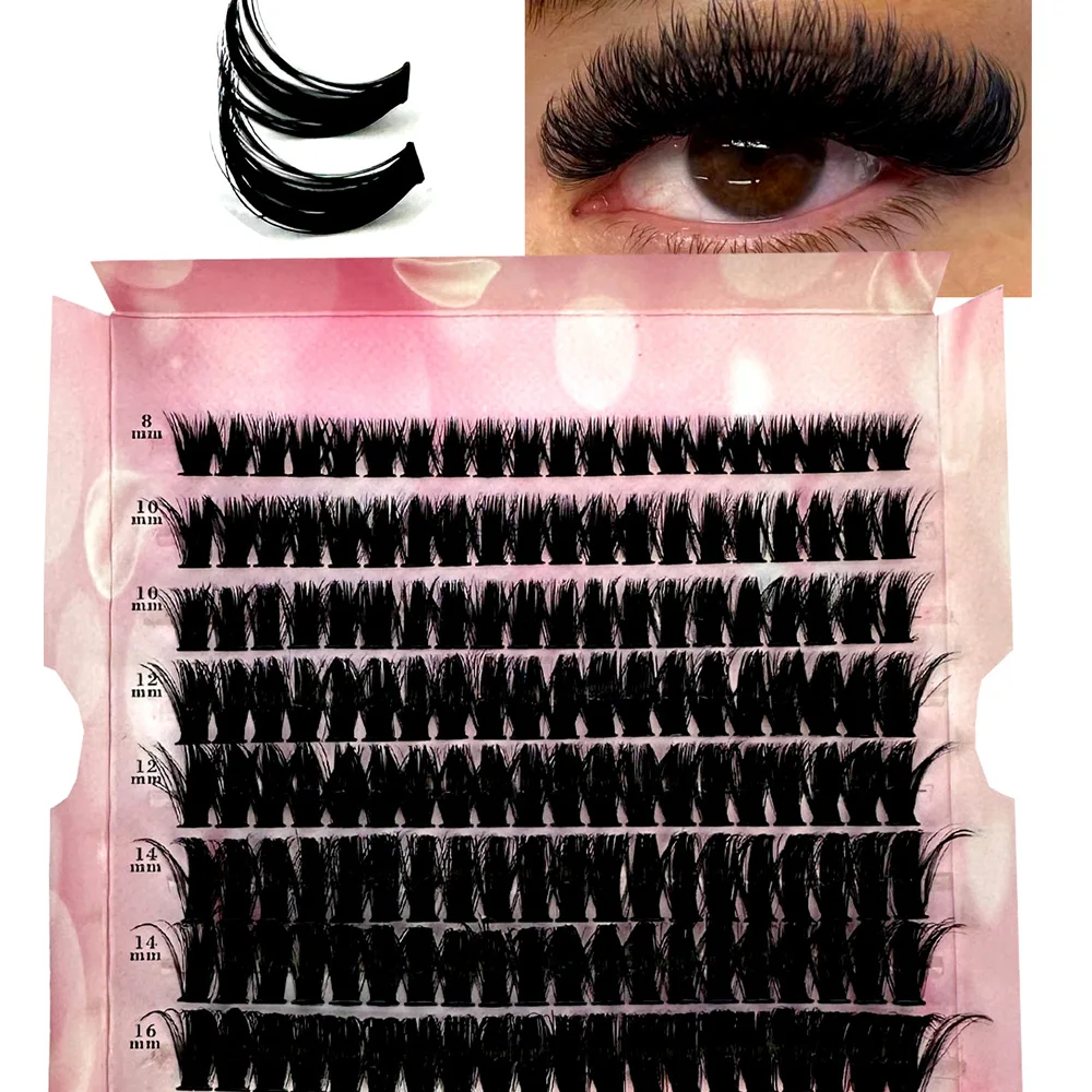 DIY 160 Cluster Eyelash Extension Bunch Lashes Segmented Fake Lash 3D Fluffy Natural Russian Volume Individual Mink Eyelashes