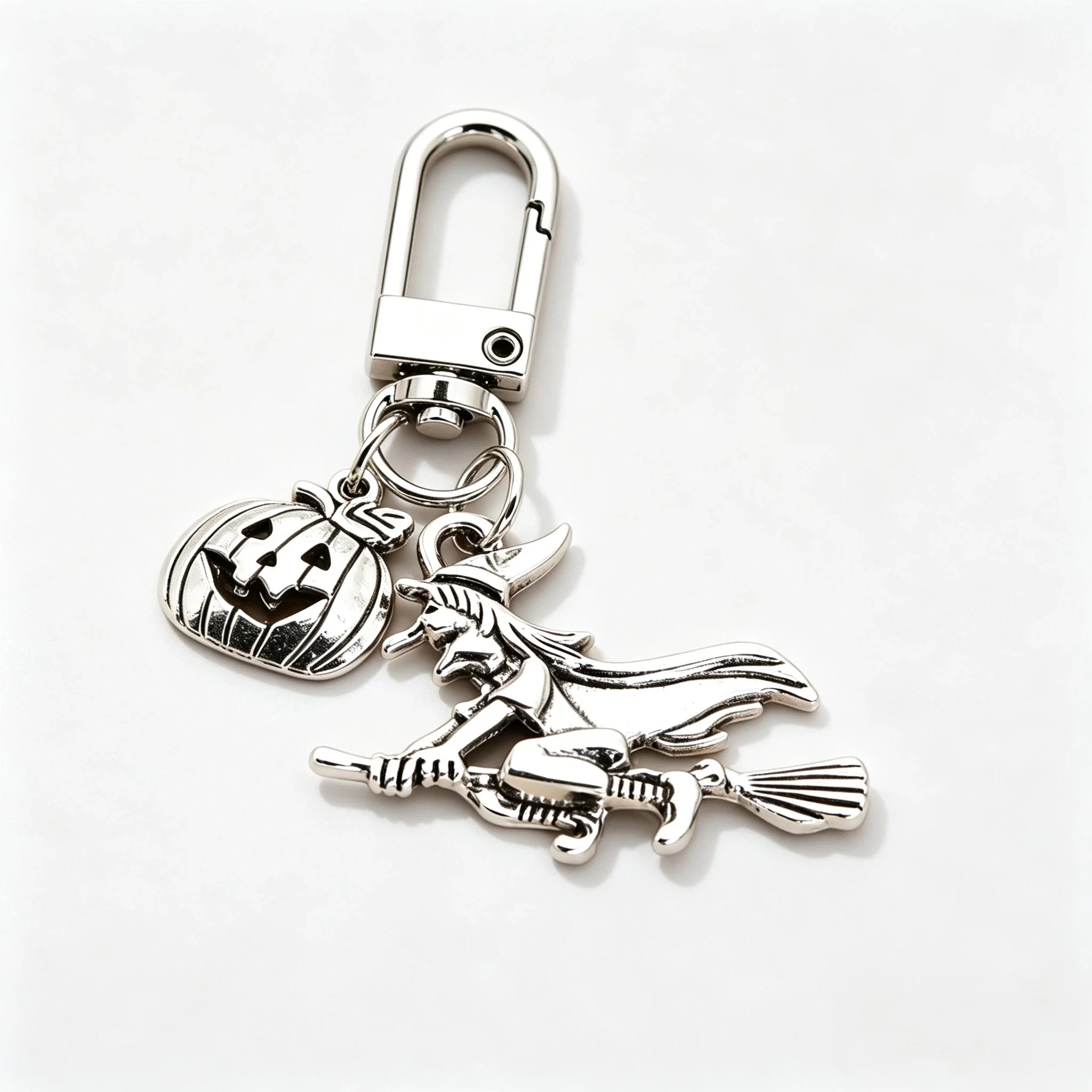 10 Stück Vintage Halloween Hexen-Kürbis-Schlüsselanhänger Metall-Schlüsselring Taschenanhänger Halloween-Dekoration Geschenk für Frauen – Detail 1
