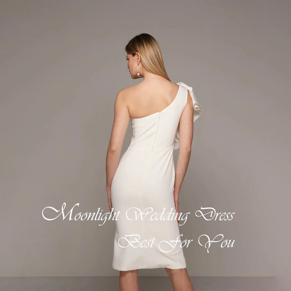 Simple Strapless Sheath Wedding Dresses Sleeveless One Shoulder Open Back Knee-Length Bridal Gown Vestidos De Novia Customized