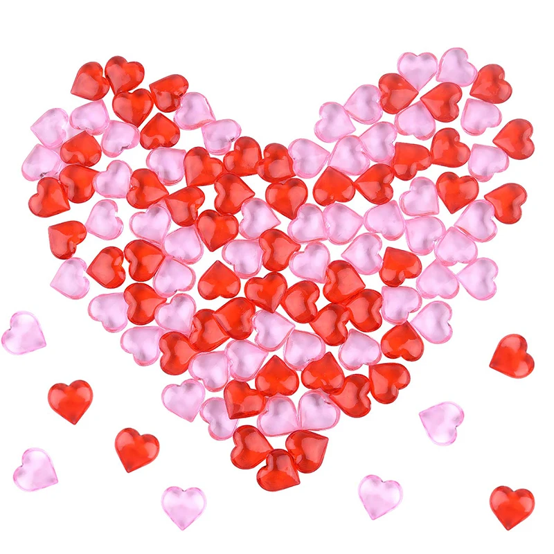 20/50pcs Red Pink Hearts Lips Acrylic Ornaments Valentine\'s Day Wedding Party Decoration Table Scatter Vase Fillers Home Decor
