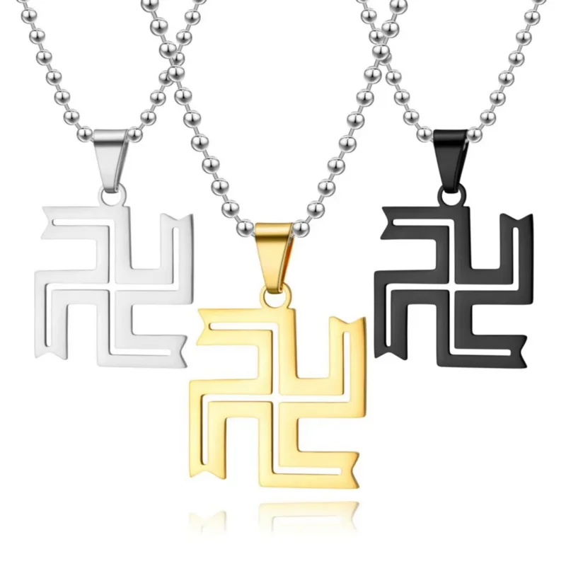 Fashion stainless steel necklace Buddhist swastika pendant necklaces for Men Women fashion charm body jewelry