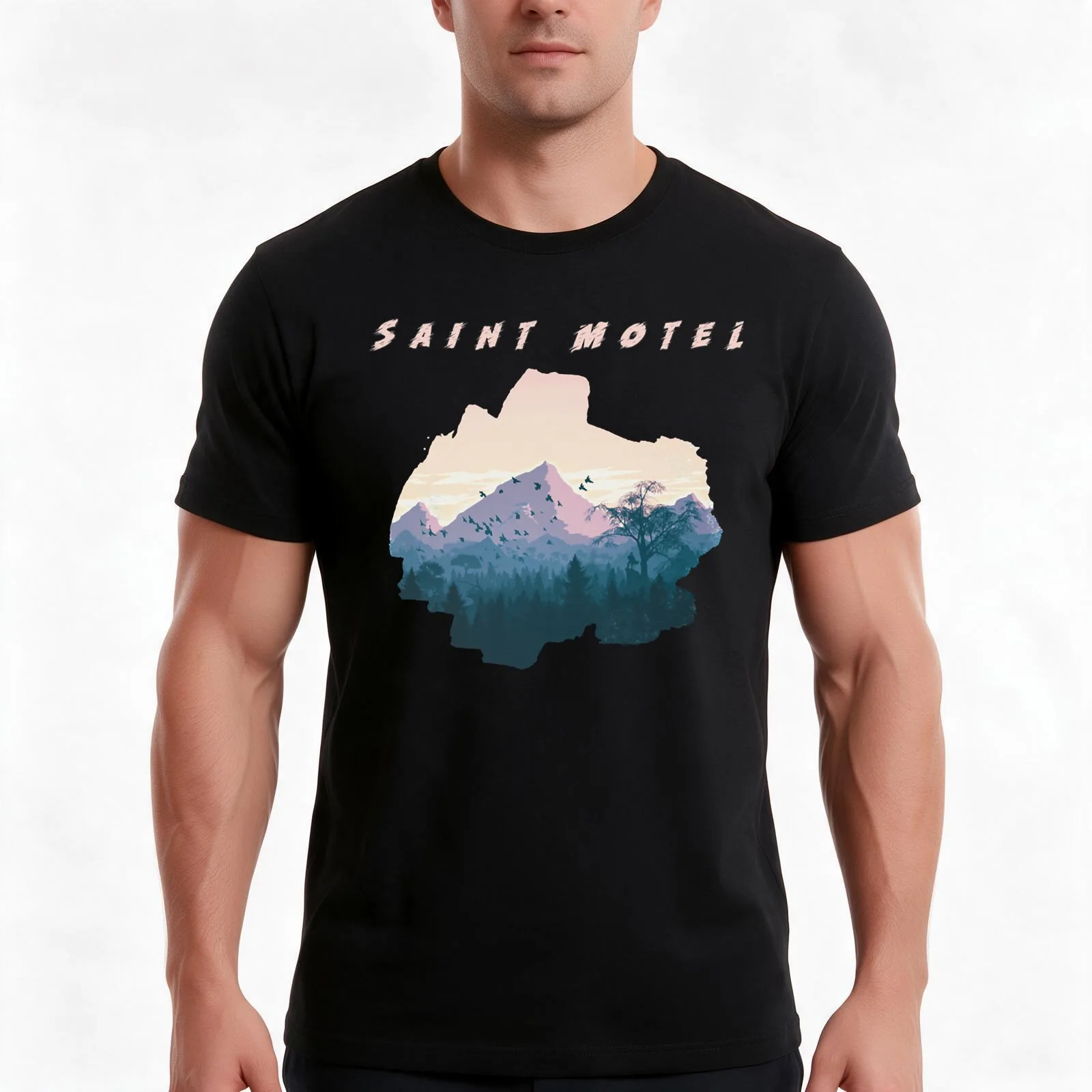 Saint Motel T-Shirt, Summer Casual Cotton Tee, Oversized Streetwear Tops, Vintage Graphic Print, Loose Fit Short Sleeve