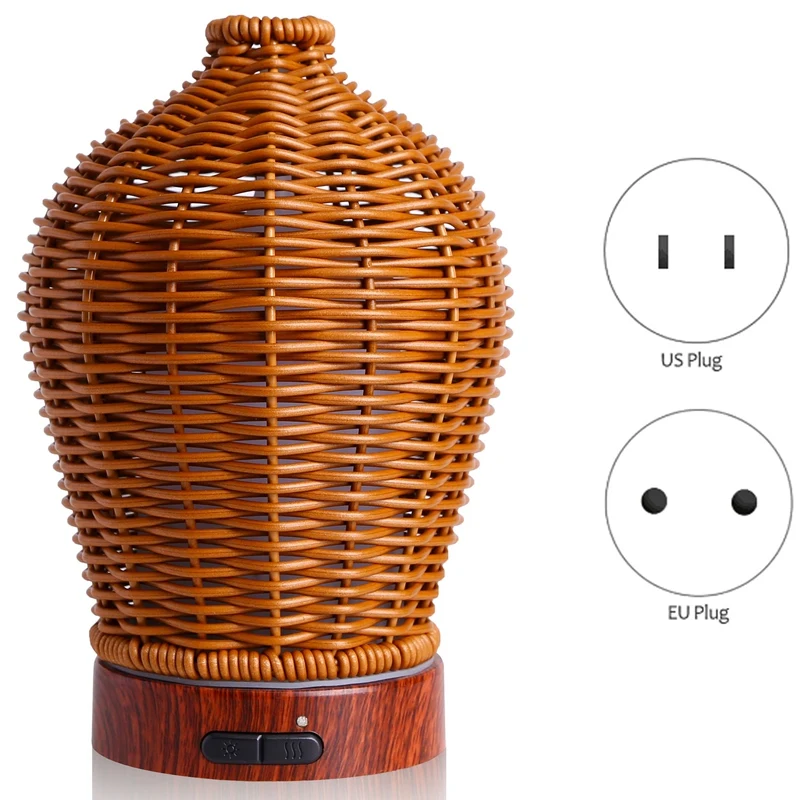 

Essential Oil Diffuser, Rattan Ultrasonic Diffuser 100Ml Humidifier With Waterless Auto Shut Off,For Room Office