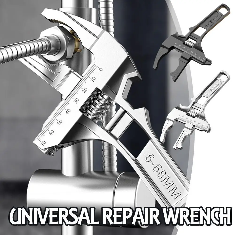 6-68mm Adjustable Bathroom Wrench Space-Saving Multi-Functional Universal Large Open Spanner Repair Tool For Water Pipe Screw