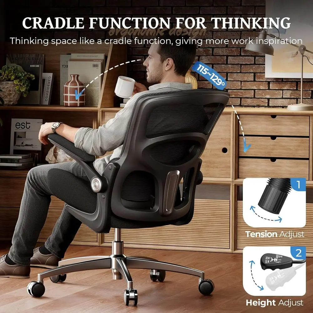 Sedia da ufficio in rete traspirante con supporto lombare regolabile, capacità di 350 libbre, adatta per scrivania o uso aziendale