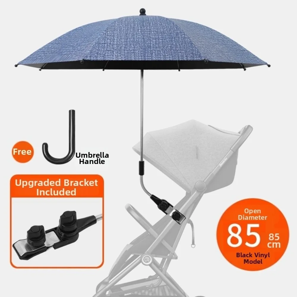 

Adjustable UV Protection Umbrella with Clamp 2-in-1 Design Pram Cover Umbrella 360 Degree Rainproof Baby Stroller Umbrella
