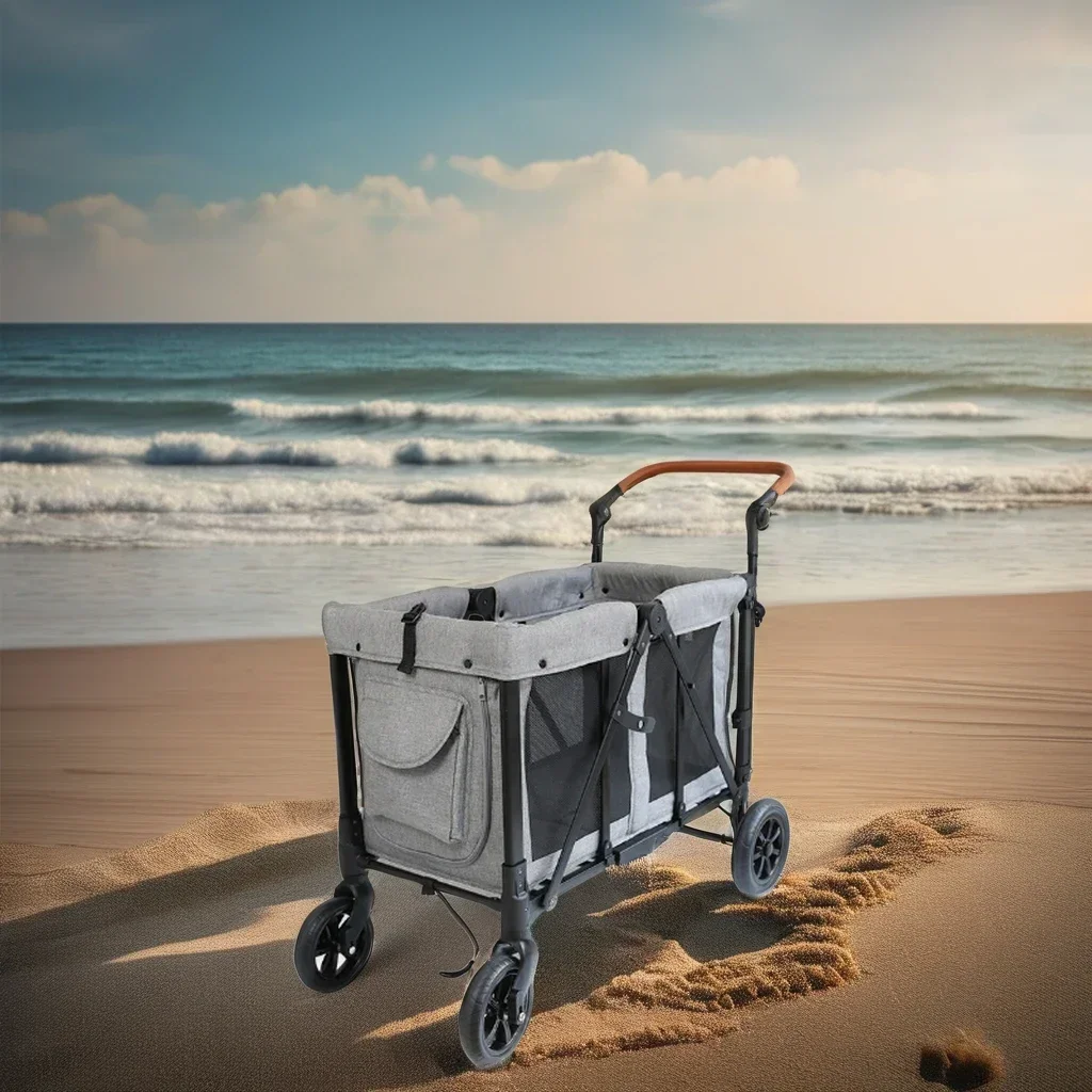 Probebi Outdoor aluminum alloy 4-passenger multi-functional Baby wagon foldable four-wheel kid  stroller With Canopy