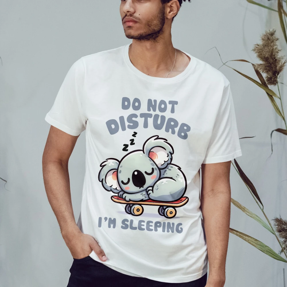 لا تزعج أنا النوم كوالا سكيت مضحك النوم تي شيرت للجنسين القطن قصير الأكمام موضة تي شيرت غير رسمي بلايز #2